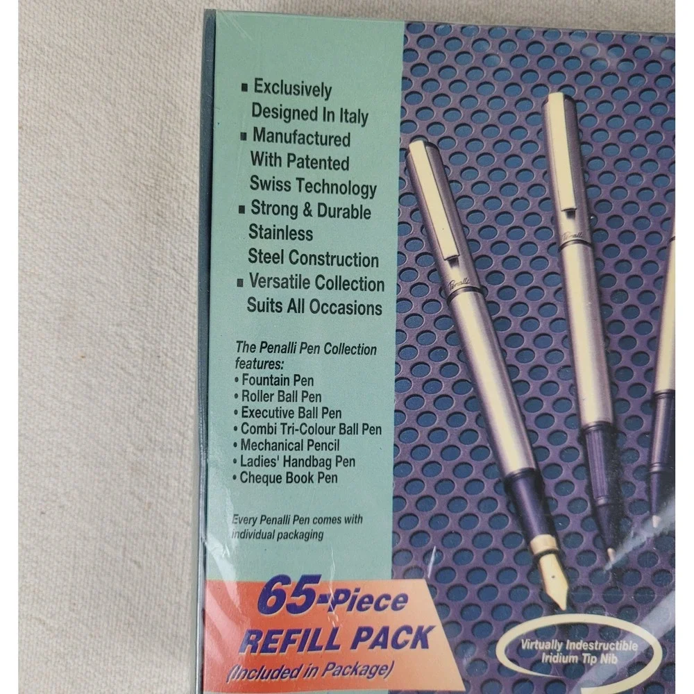 Penalli Pen Collection 7 Piece Set Stainless Steel with 65-Piece Refill Pack NEW